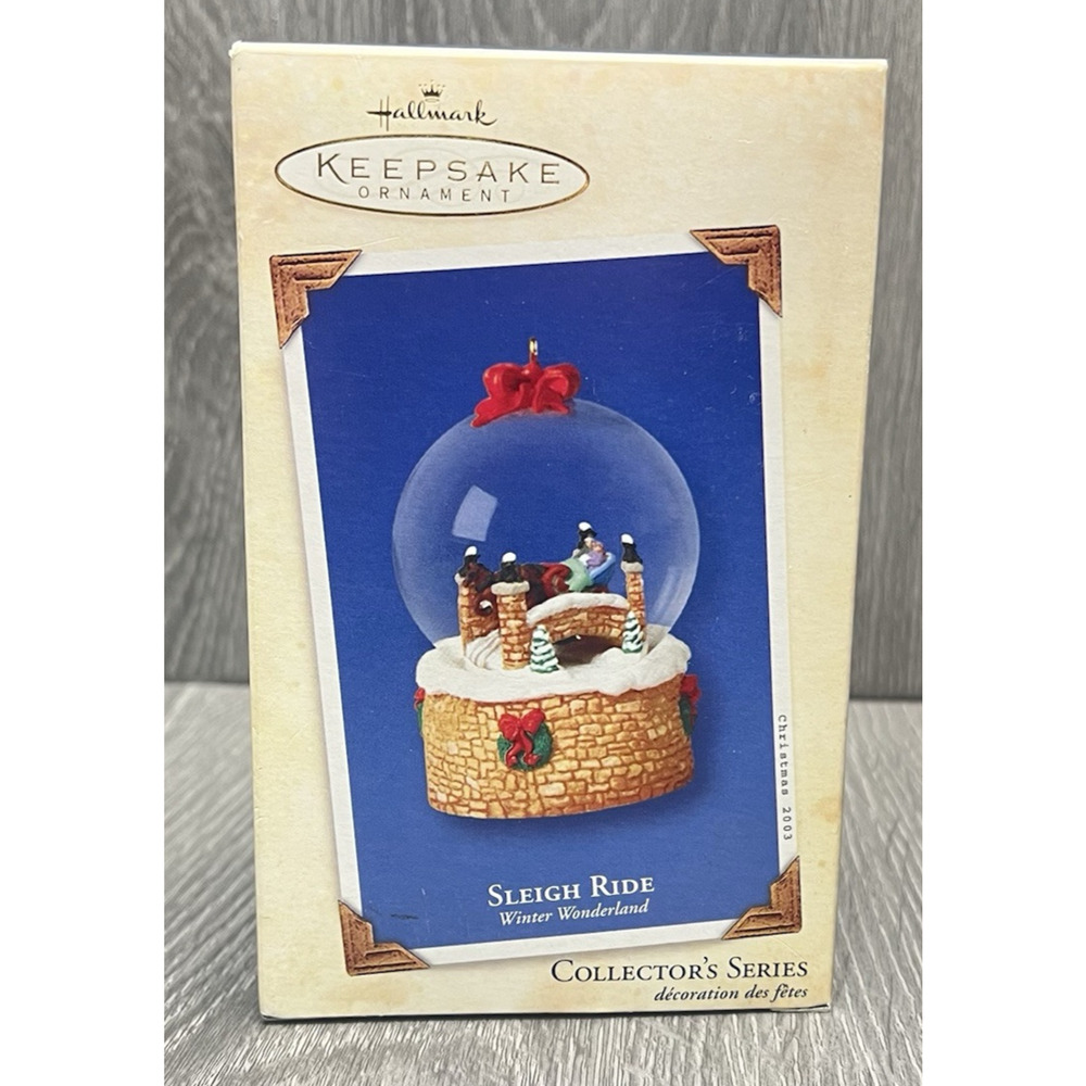 hallmark Keepsake Ornament "Sleigh Ride" Snow Globe 2003‎